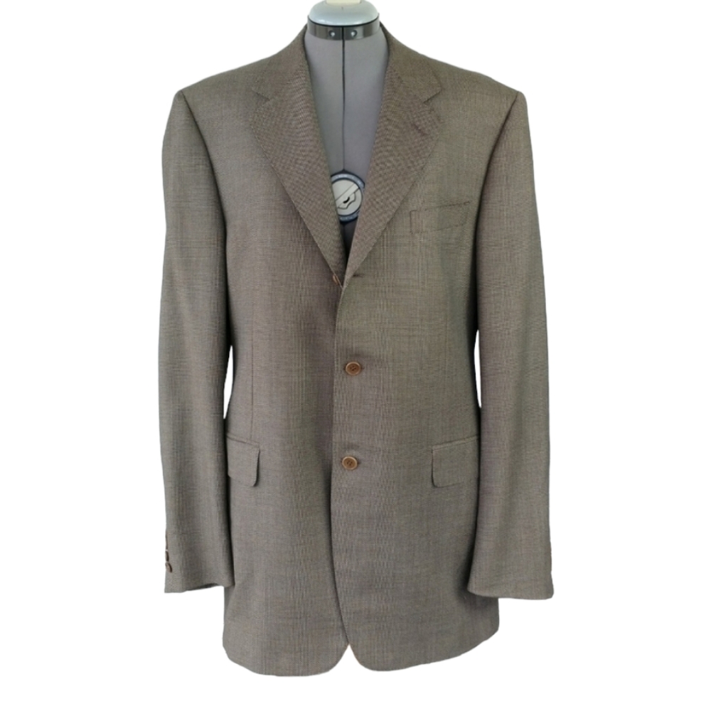 LAST CHANCE Canali Italy brown birds eye wool blazer men 42 L